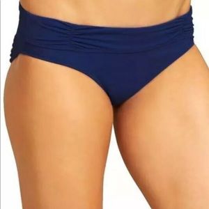 Athleta Shirred Band Bikini Bottoms Dress Blue Lg